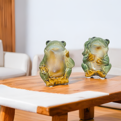 Ceramic Frog Twins Figurines – Whimsical 2 Piece Set
