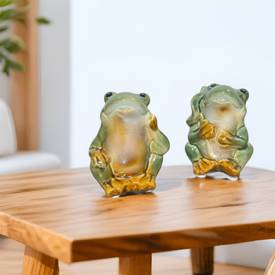 Ceramic Frog Twins Figurines – Whimsical 2 Piece Set