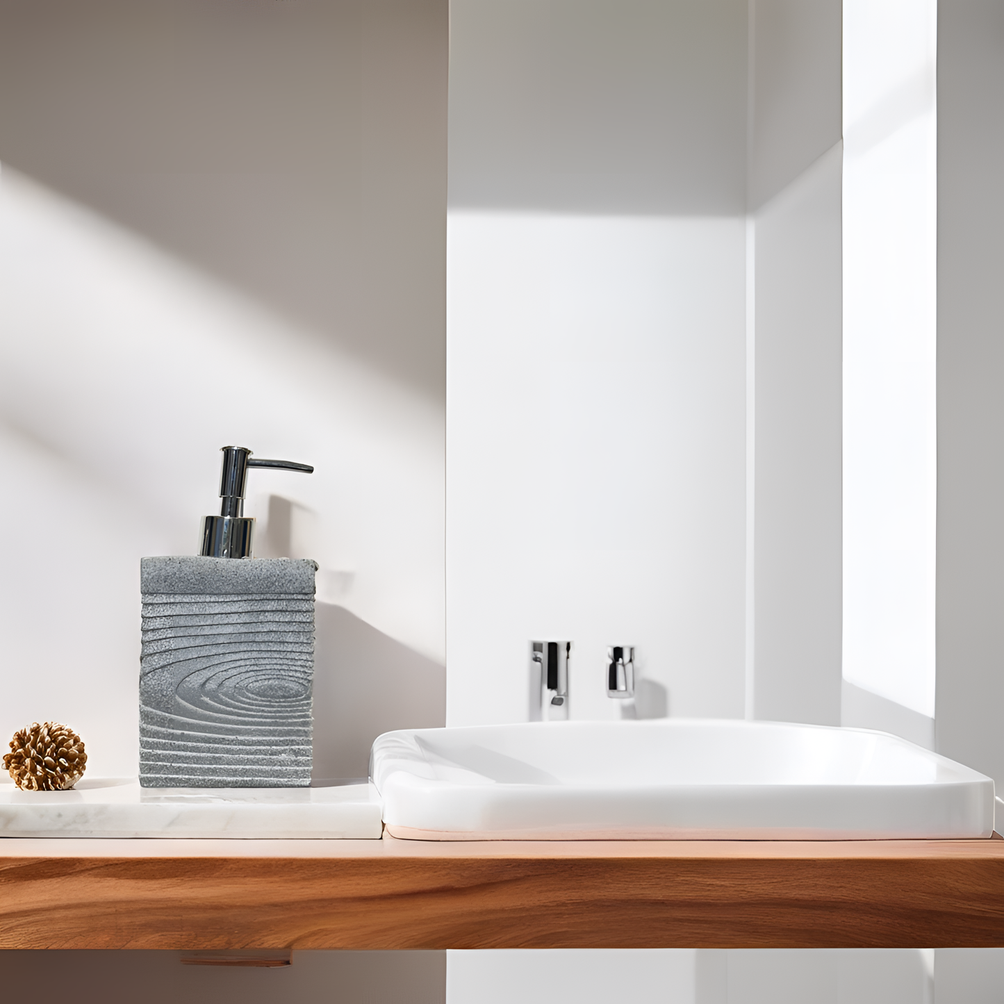 Textured Grey Resin Soap Dispenser with Chrome Pump