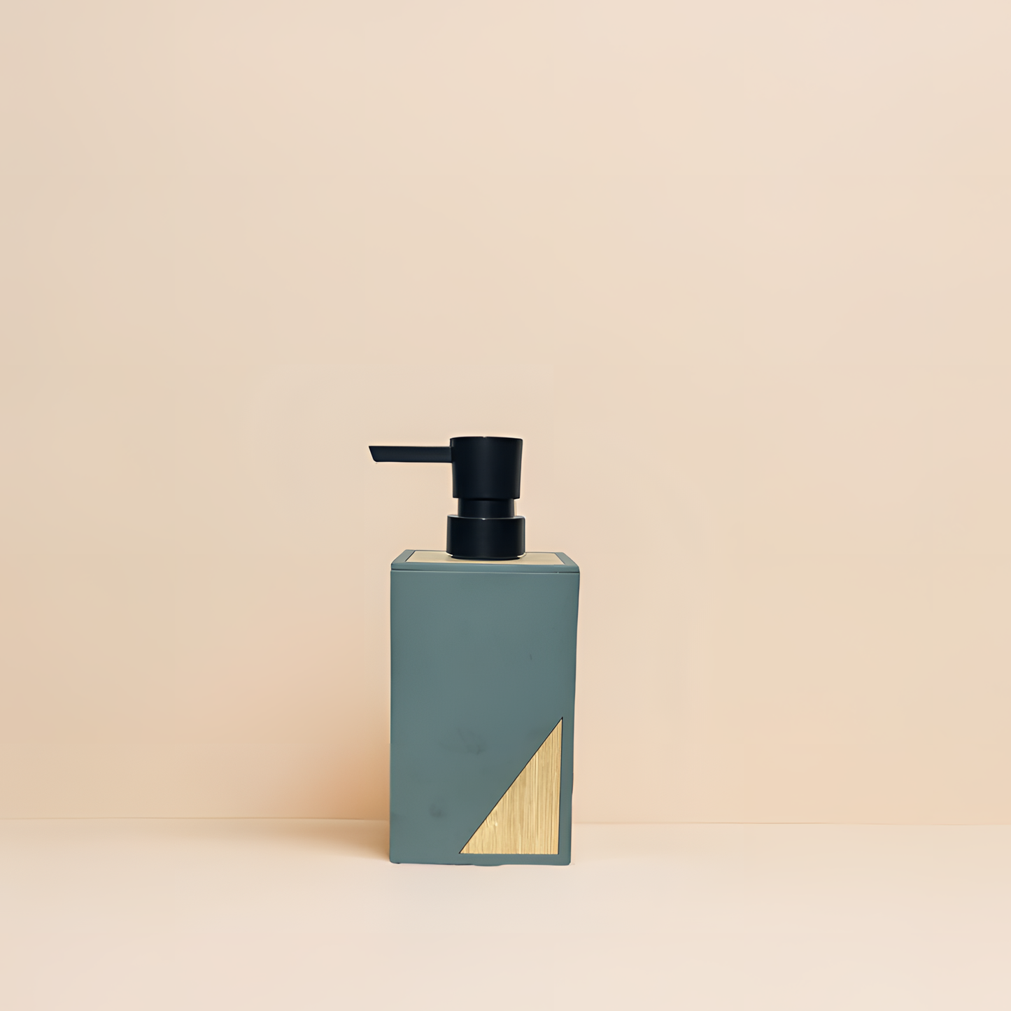 Modern Minimalist Soap Dispenser – Green with Bamboo Accent