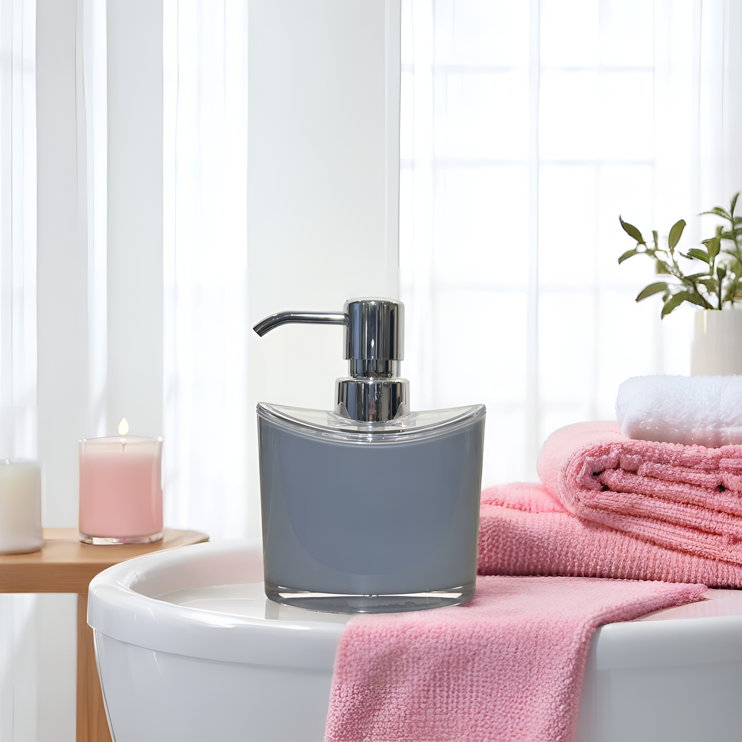Modern Grey Acrylic Soap Dispenser with Chrome Pump