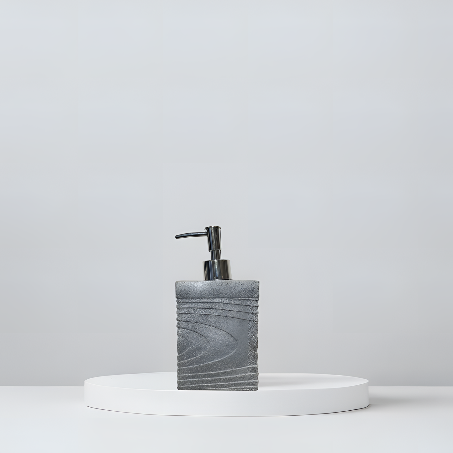Textured Grey Resin Soap Dispenser with Chrome Pump
