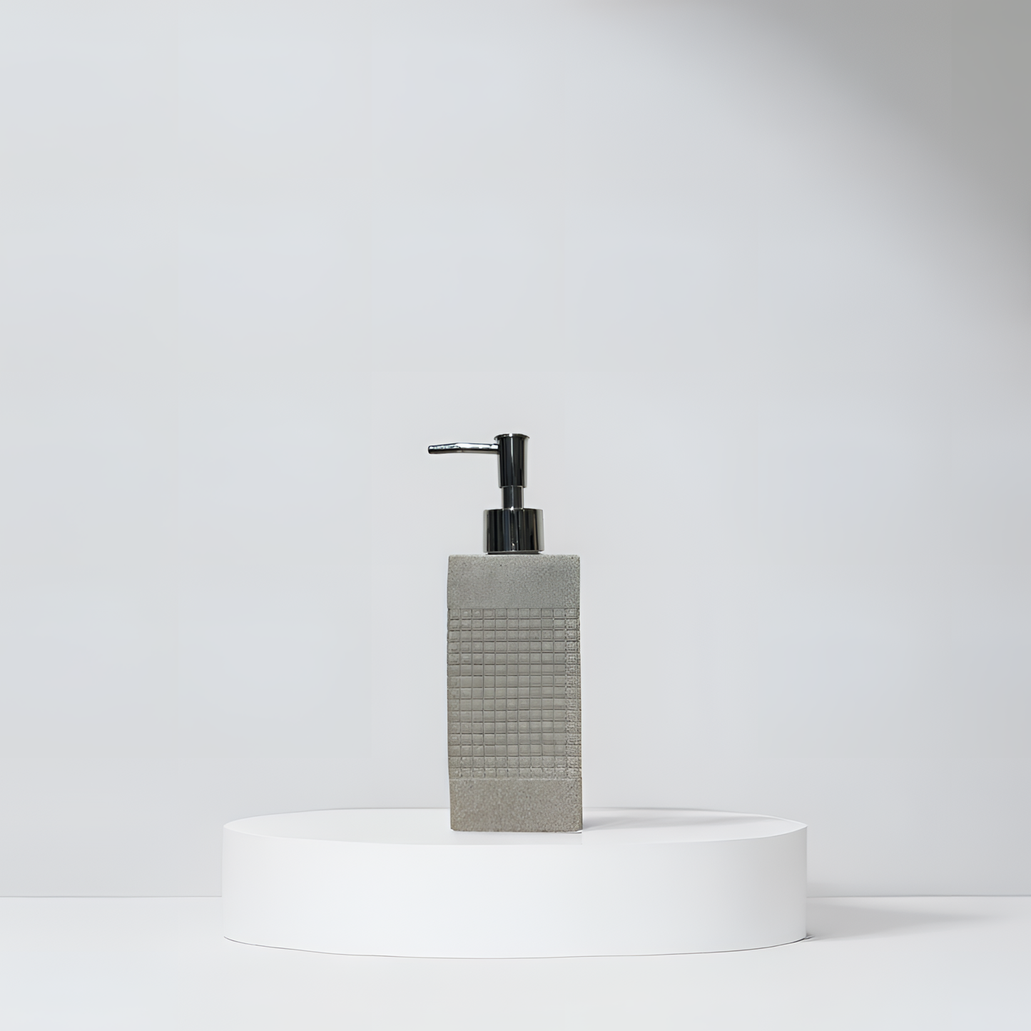 Textured Grey Resin Soap Dispenser with Chrome Pump