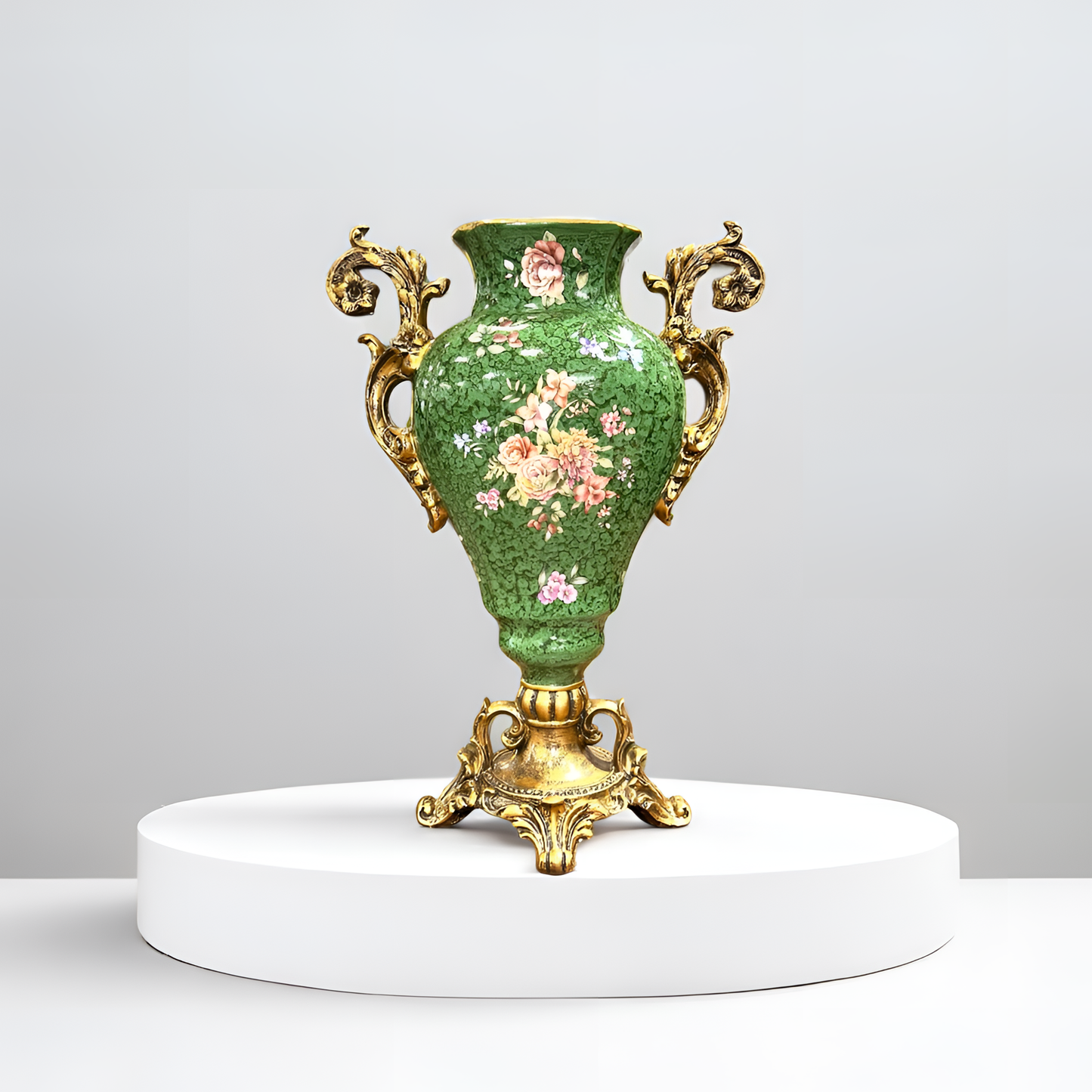Luxury Green Ornate Vase Tall