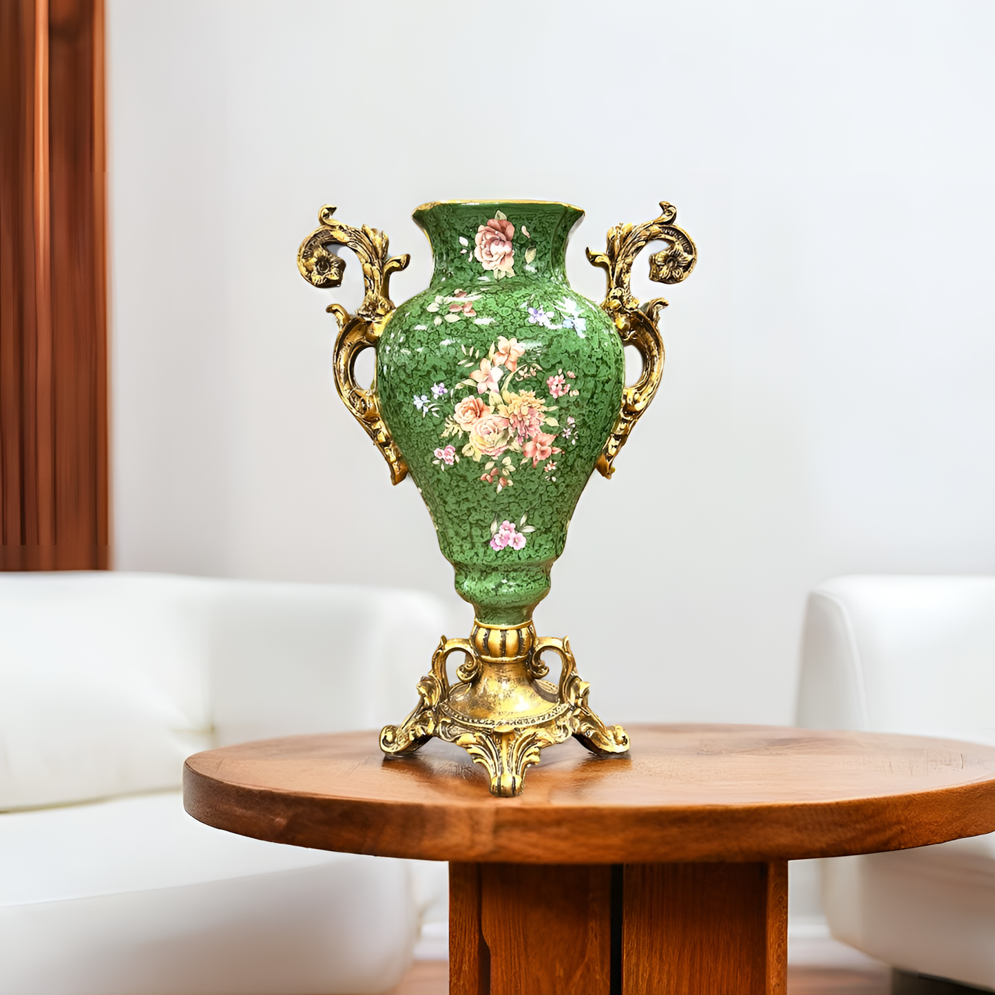 Luxury Green Ornate Vase Tall