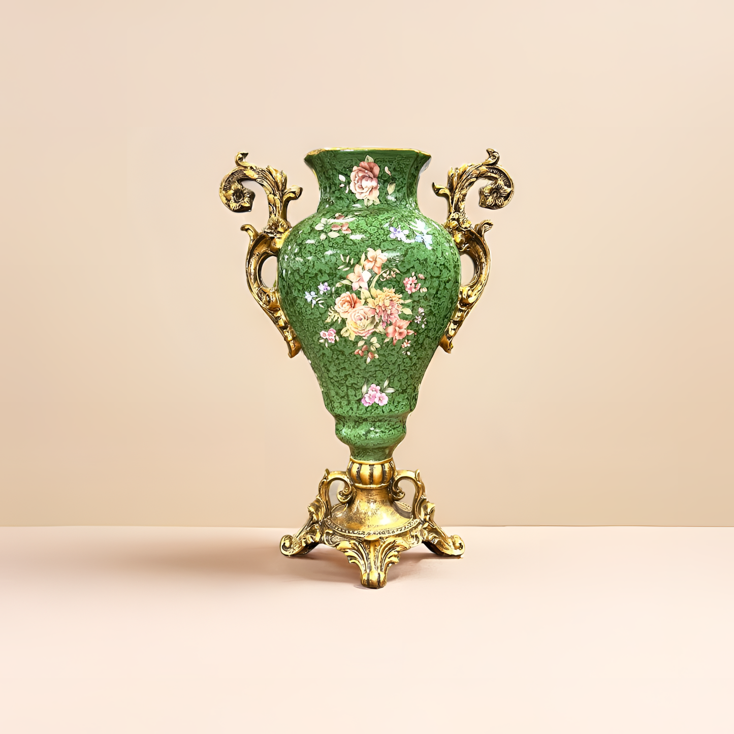 Luxury Green Ornate Vase Tall