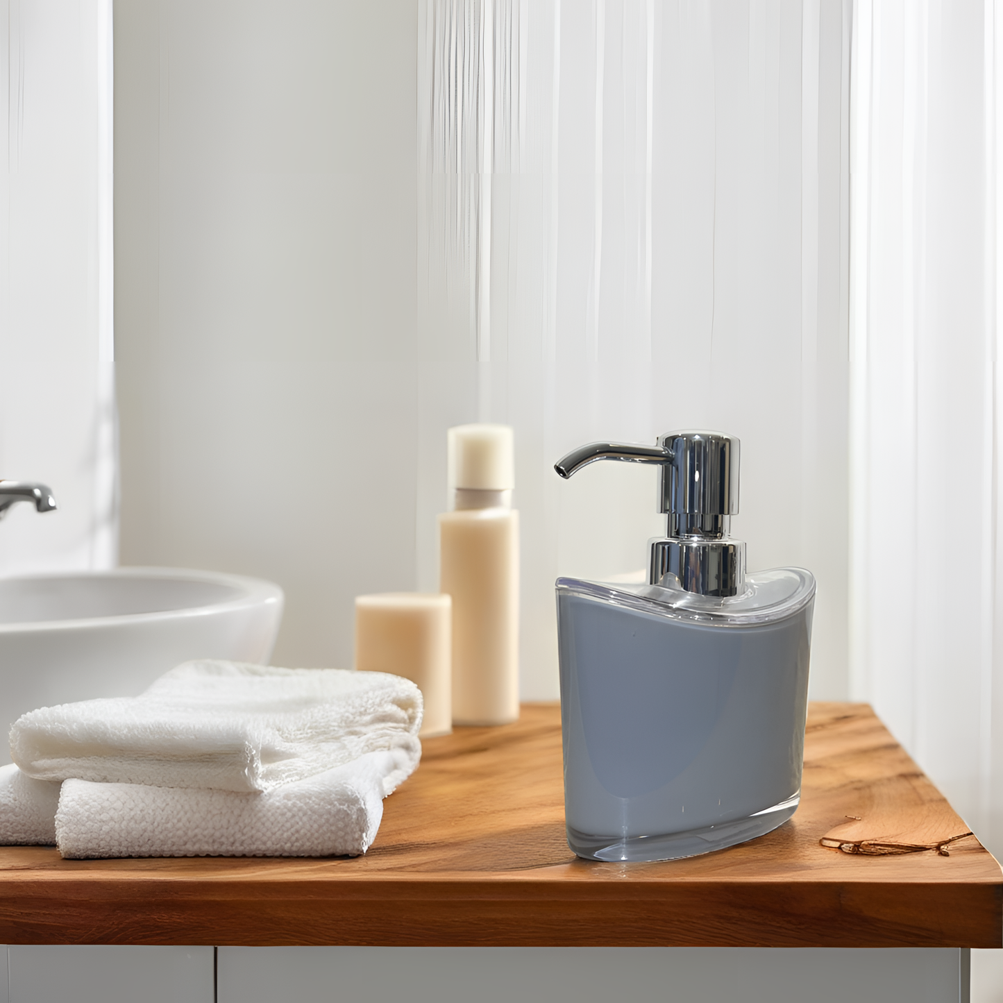 Modern Grey Acrylic Soap Dispenser with Chrome Pump