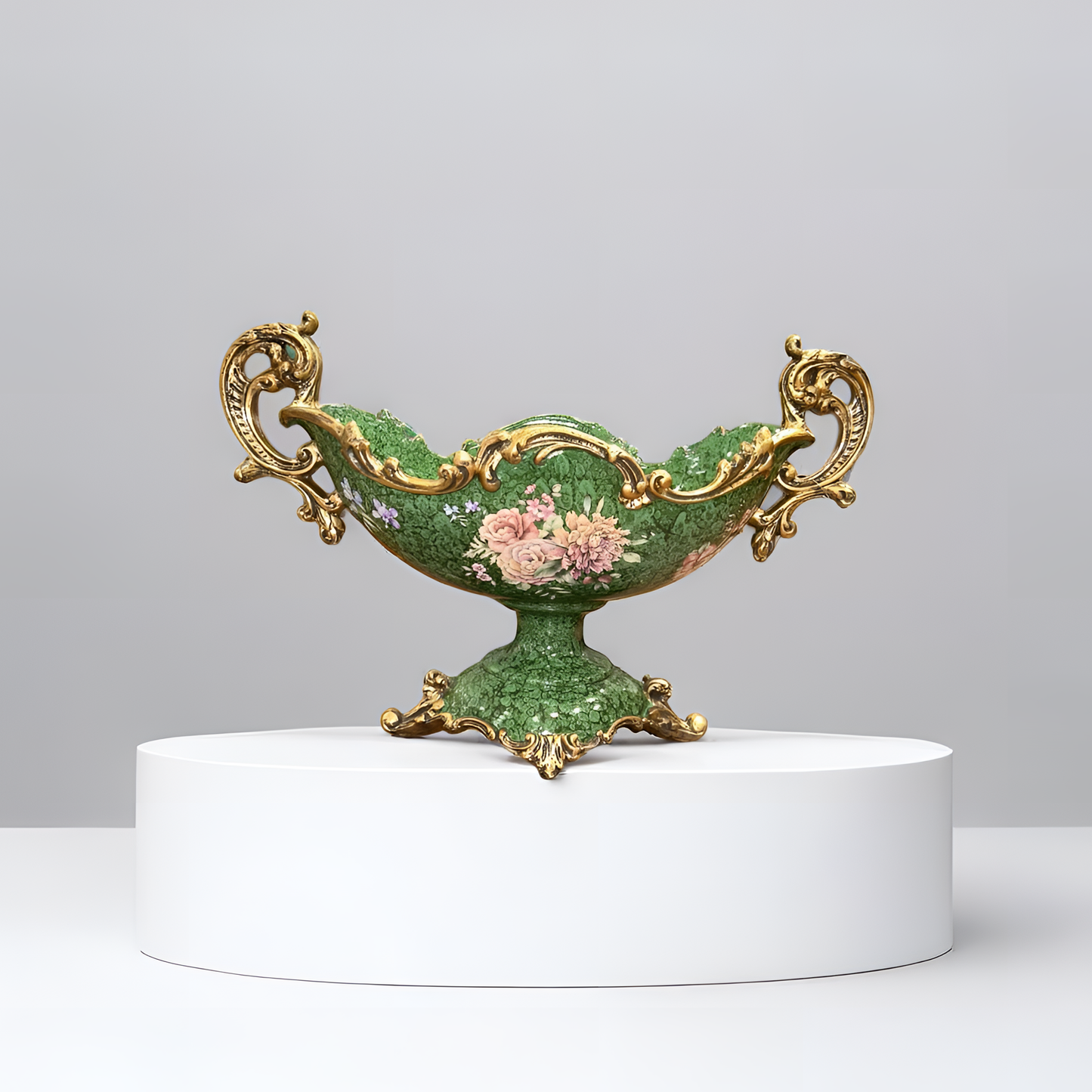 Luxury Green Ornate Vase Bowl Shaped