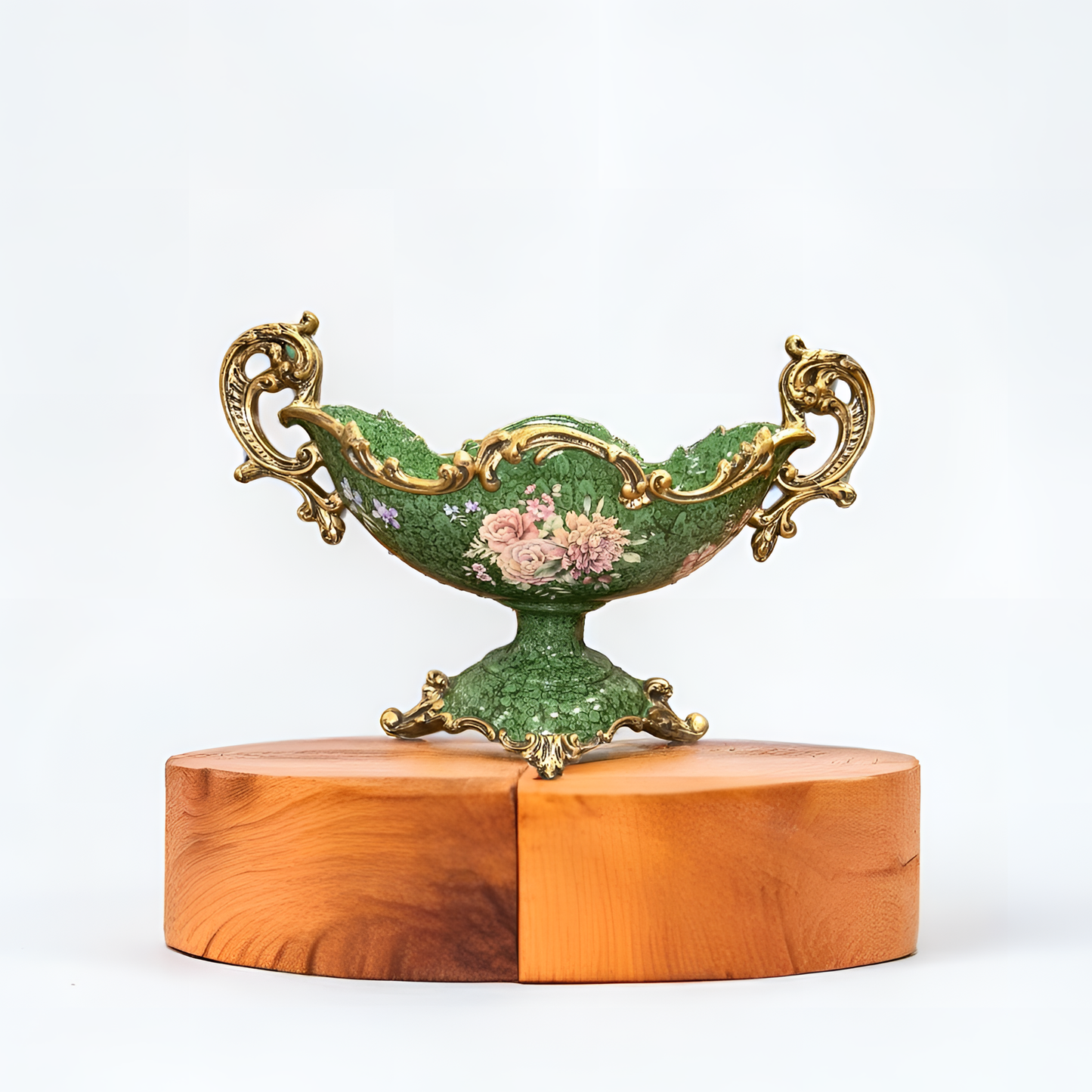 Luxury Green Ornate Vase Bowl Shaped