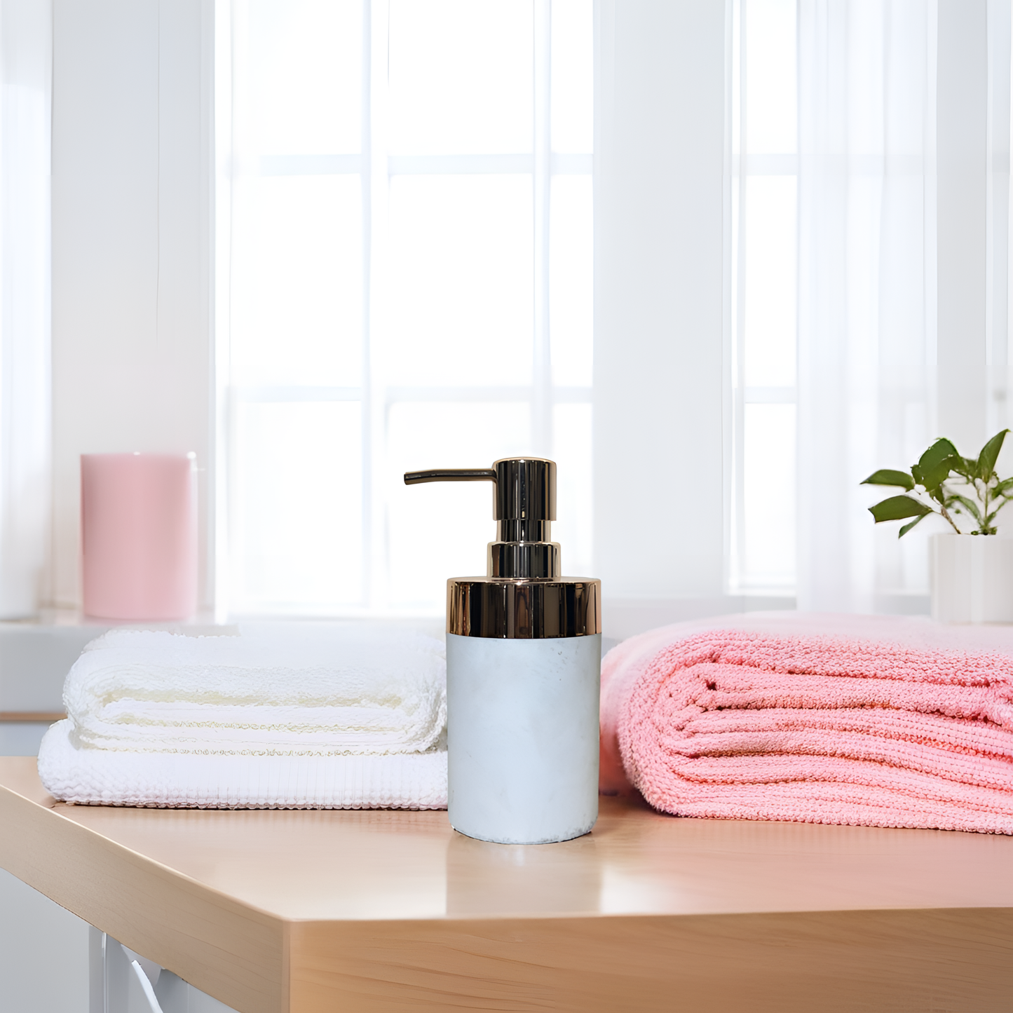 Elegant Chrome-Top Soap Dispenser – Off White