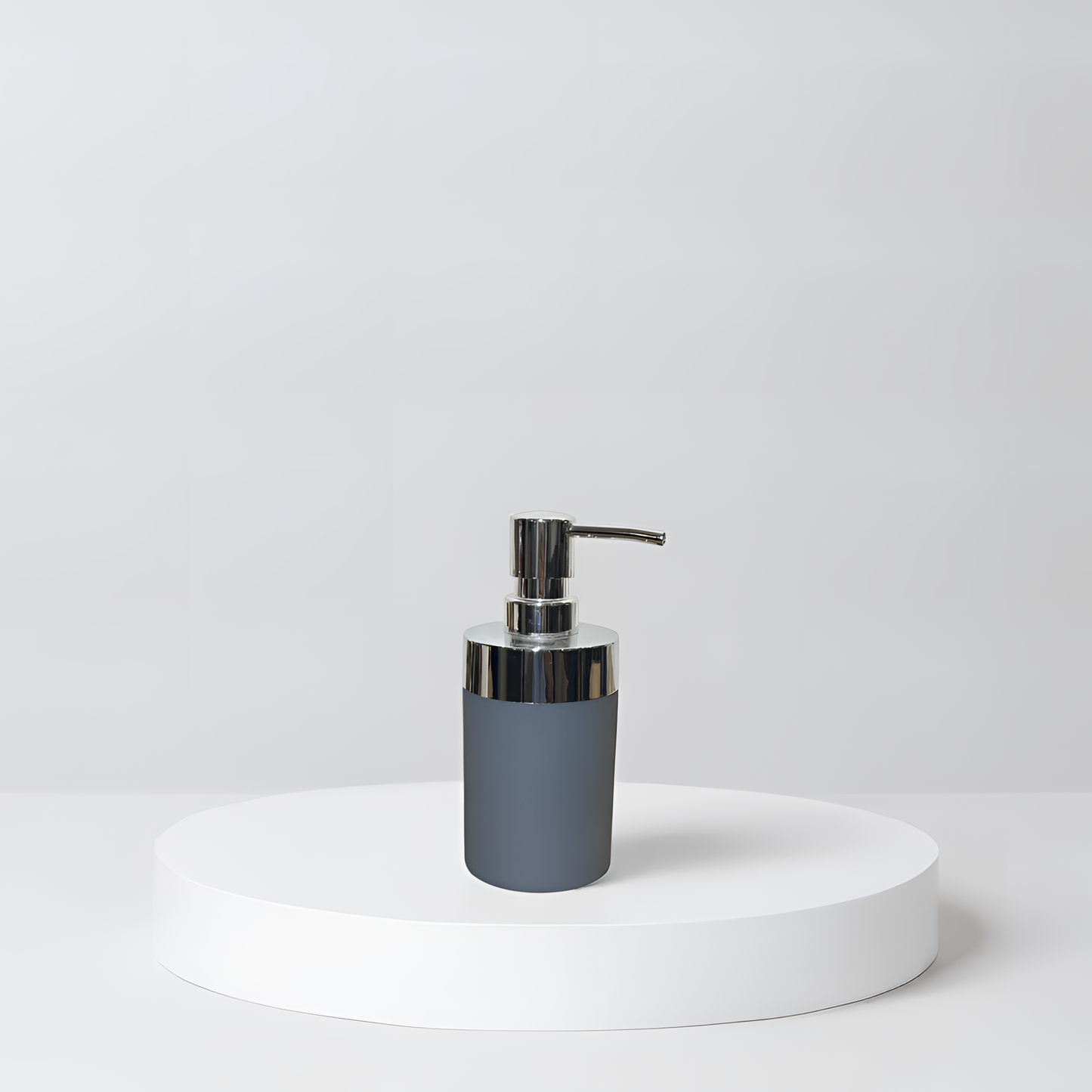 Elegant Chrome-Top Soap Dispenser – Midnight Grey