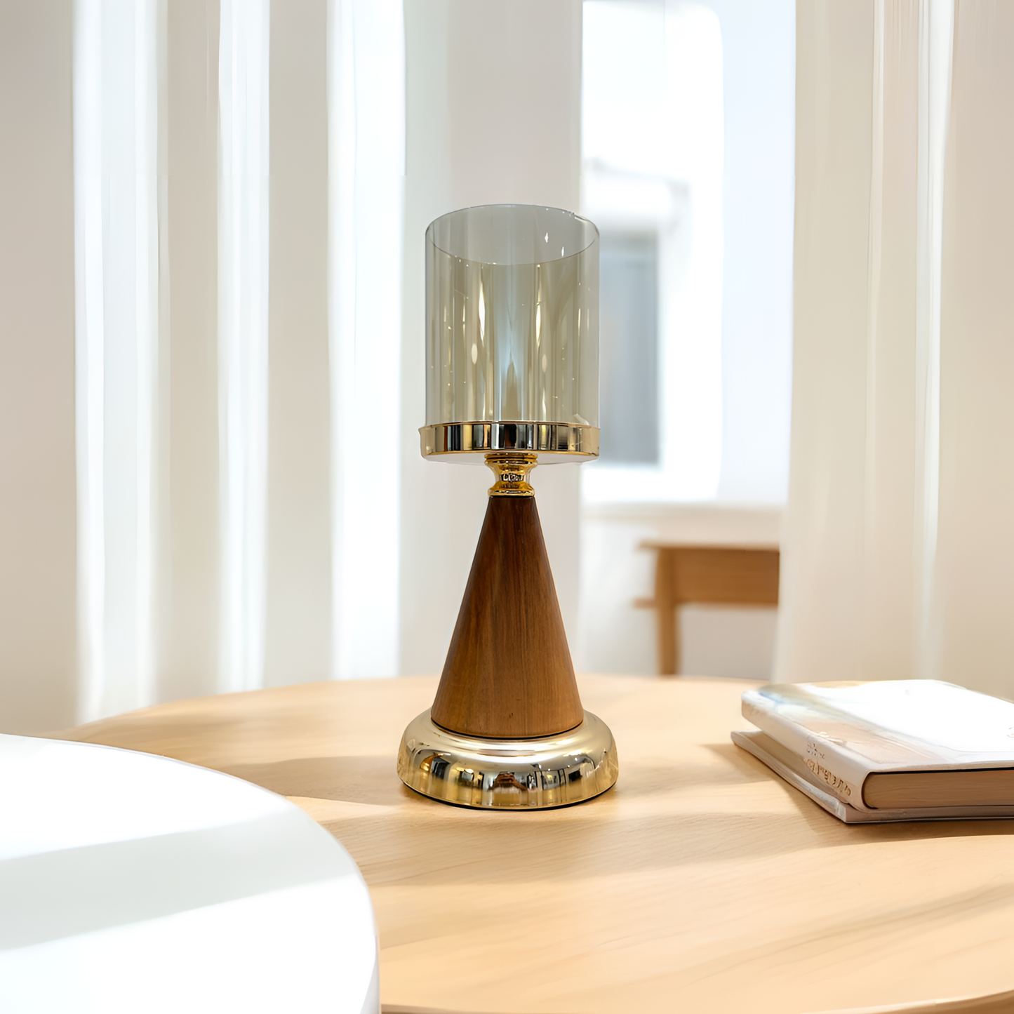 Luxurious Wooden & Golden Candle Holder - Small