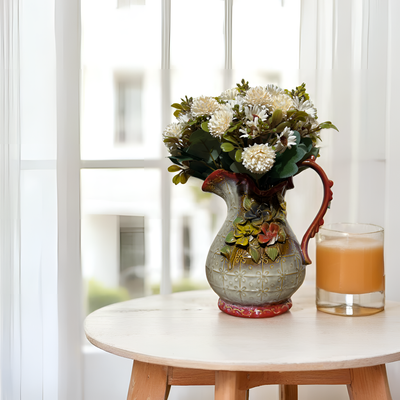 Ornate Vintage Floral Vase – Embossed Flower Design
