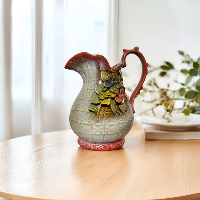 Ornate Vintage Floral Vase – Embossed Flower Design