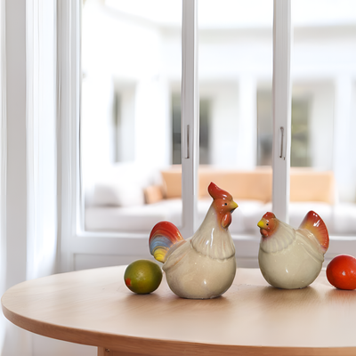 Ceramic Hen & Rooster Pair – Farmhouse Style
