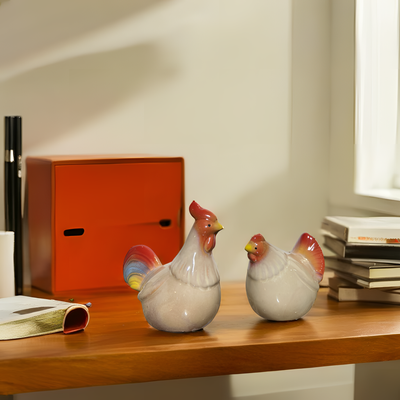 Ceramic Hen & Rooster Pair – Farmhouse Style
