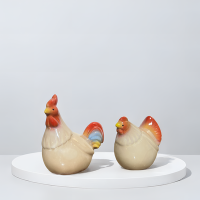 Ceramic Hen & Rooster Pair – Farmhouse Style