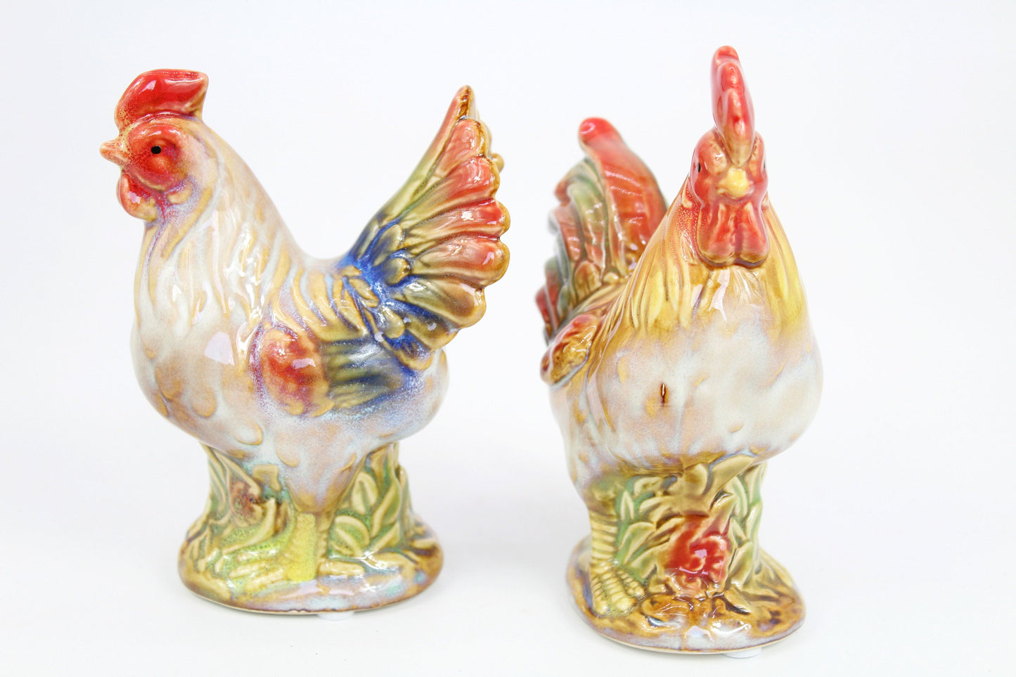 Ceramic Rooster & Hen Figurine - Set of 2 pieces ( Small )