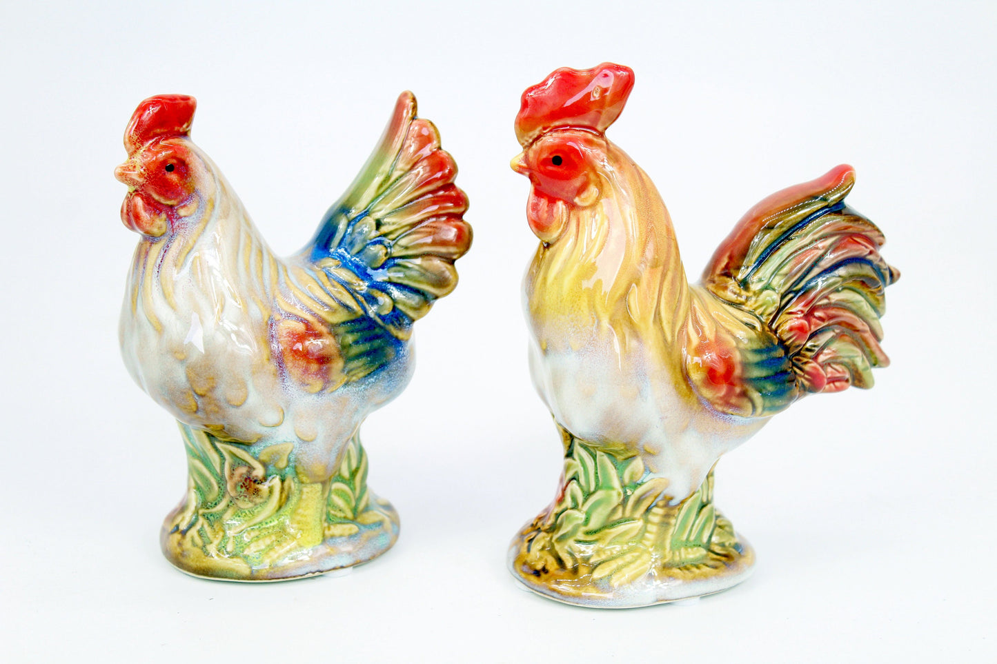 Ceramic Rooster & Hen Figurine - Set of 2 pieces ( Small )
