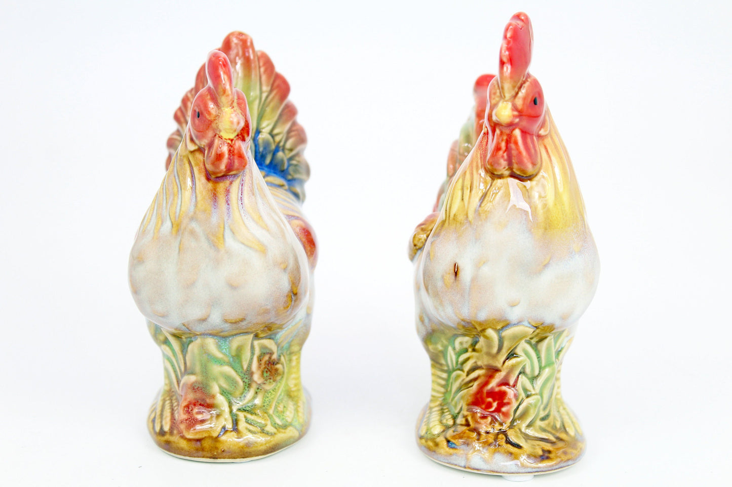 Ceramic Rooster & Hen Figurine - Set of 2 pieces ( Small )