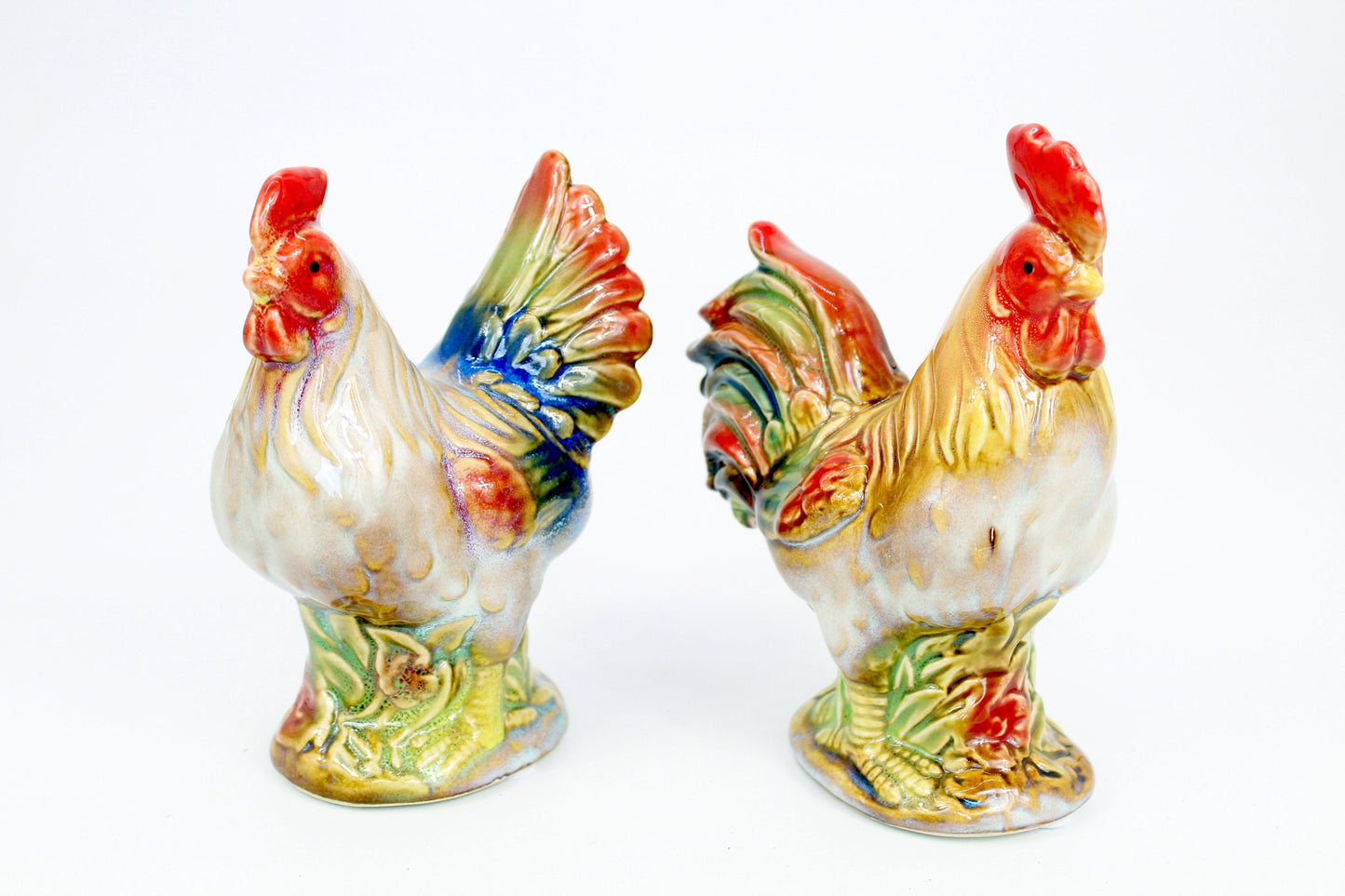 Ceramic Rooster & Hen Figurine - Set of 2 pieces ( Small )
