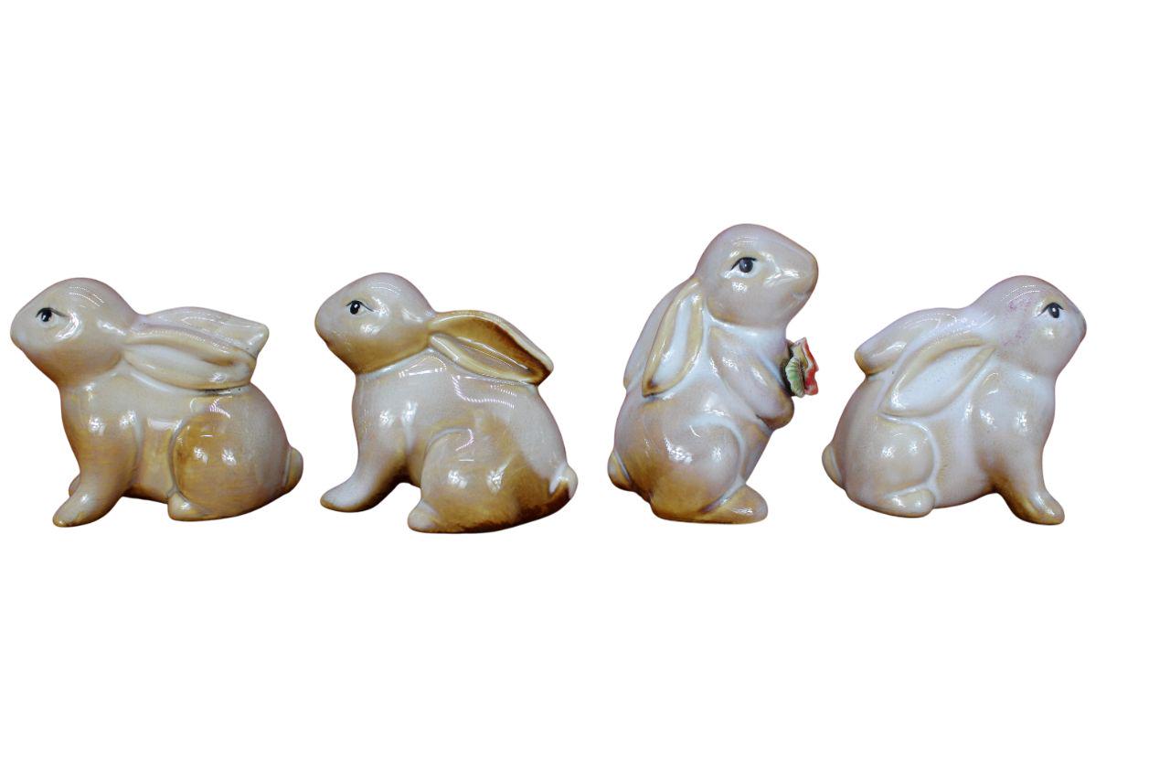 Handcrafted Ceramic Bunny Figurine - Set of 4 pieces (Rabbit)