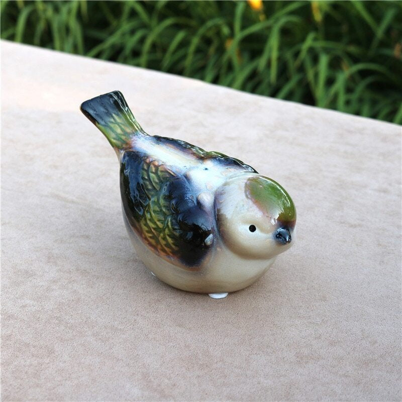Charming Ceramic Glazed Bird Figurine | Set of 2