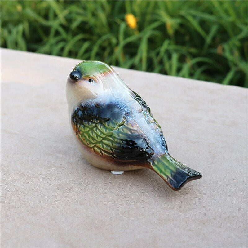 Charming Ceramic Glazed Bird Figurine | Set of 2