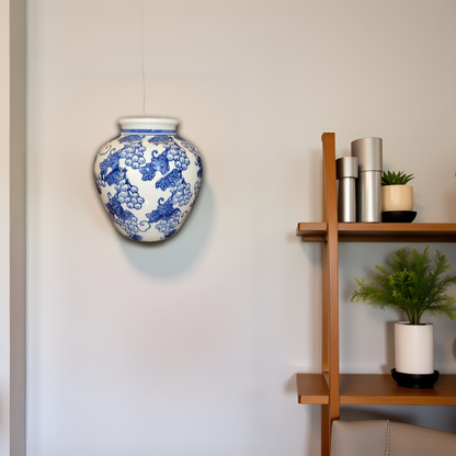 Oriental Blue & White Wall Vase - Blue Pottery Collection