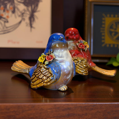 Colorful Ceramic Bird Showpiece Set (Big)