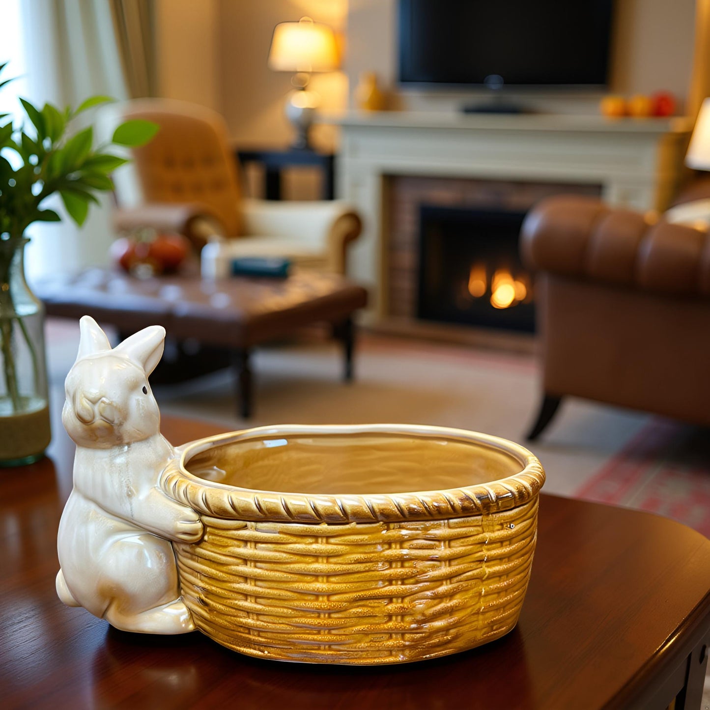 The Bunny Basket – Ceramic Rabbit Bowl Décor