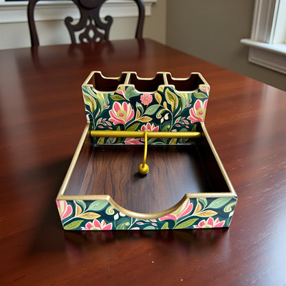 Emerald Petals Collection - Paper Napkin & Cutlery Holder