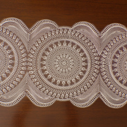 Ivory Mandala Medallion Crochet Lace Table Runner (Long)