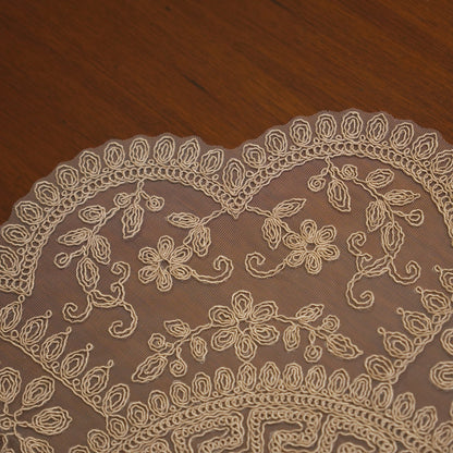 Gold Satin Centre Greek Key Lace XL Round Table Mat (Single)