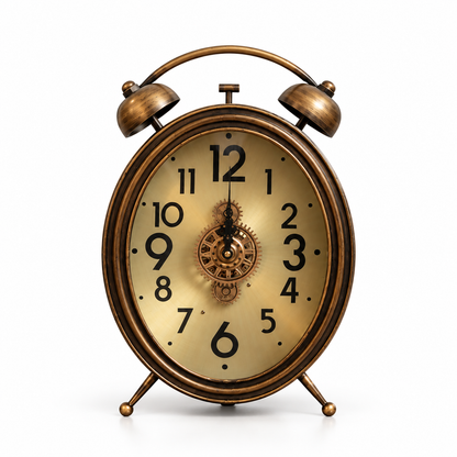 Antique Brass Twin Bell Table Clock