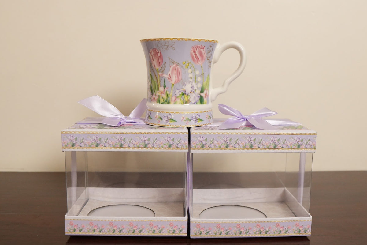 Lilac Tulip Ceramic Mug with Clear Gift Box