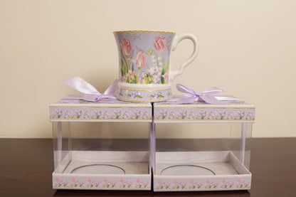 Lilac Tulip Ceramic Mug with Clear Gift Box