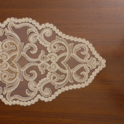 Gold Satin Scroll Lace Table Runner (Long)