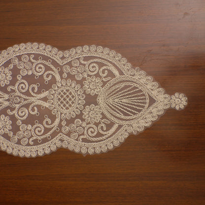 Beige Lattice Shell Lace Table Runner (Long)