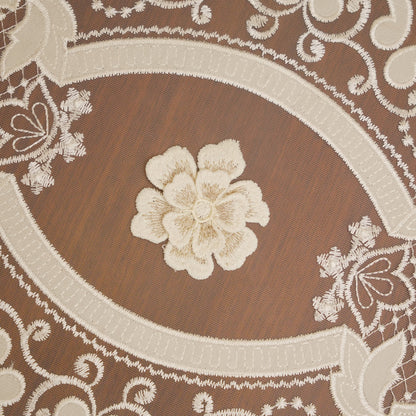 Ivory 3D Flower Sheer Oval Table Mat (Set of 2)