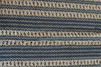 Navy & Cream Woven Stripe Table Sheet with Crochet Fringe (6 Seater)