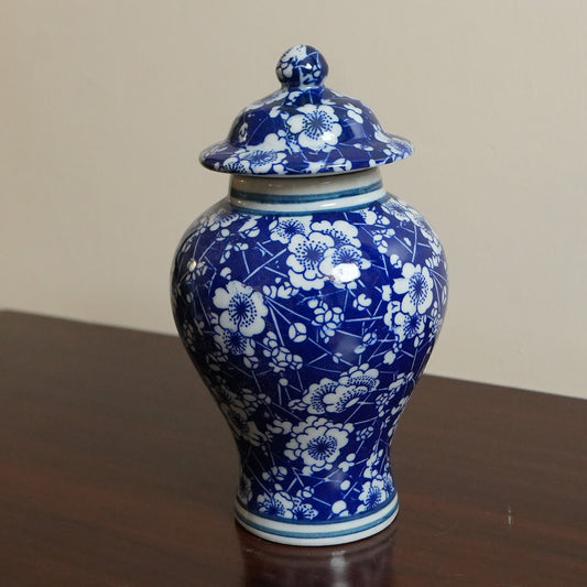 Cobalt Plum Blossom Slim Ceramic Ginger Jar