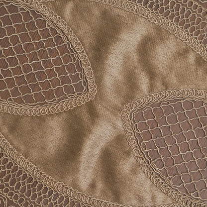 Taupe Satin Petal Lattice Lace Oval Table Mat (Set of 2)