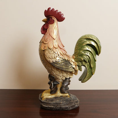 Golden Feather Standing Rooster Figurine