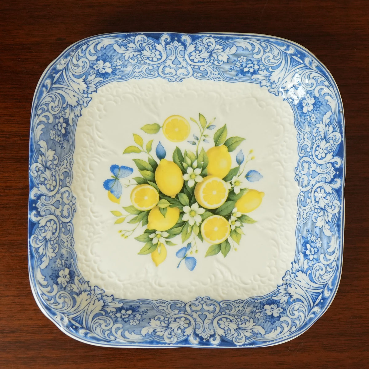 Sorrento Blue Lemon Ceramic Square Platter (Set of 2)