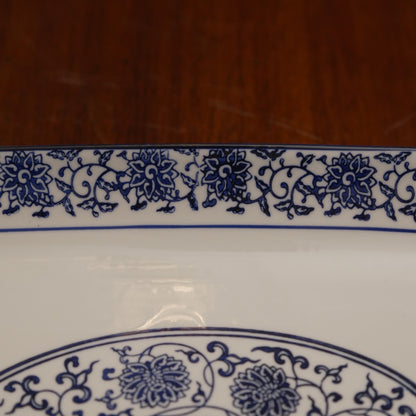 Blue Floral Ceramic Serveware - Rectangular Serving Platter (Large)