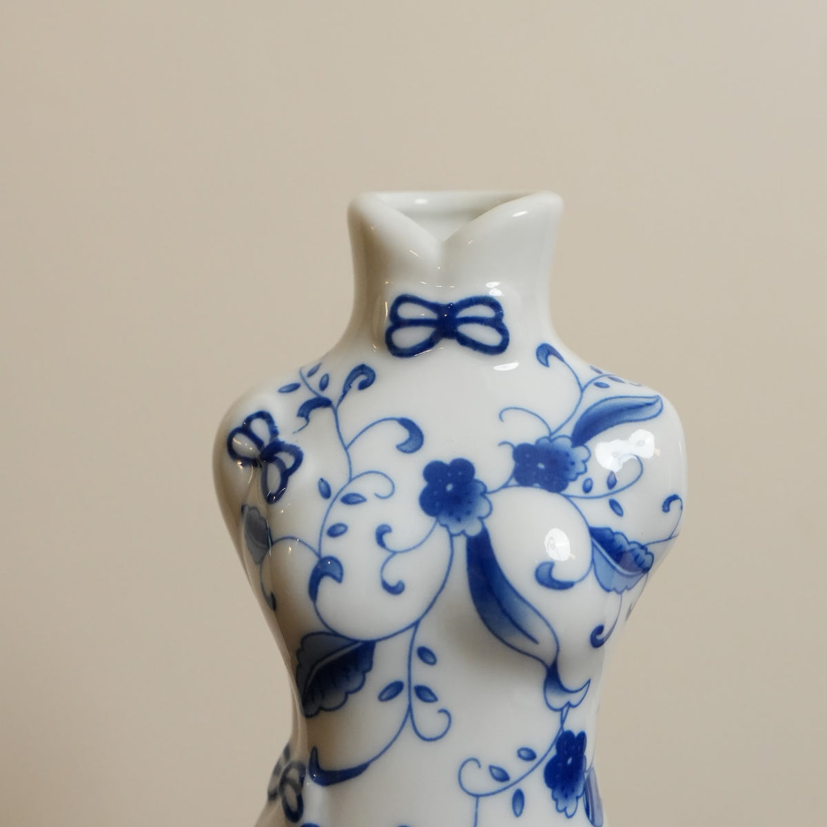 Blue Vine Qipao Lady Ceramic Bud Vase