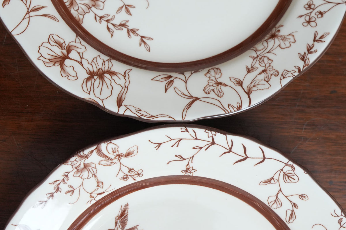 Cinnamon Songbird Ceramic Snack Plate Set of 2