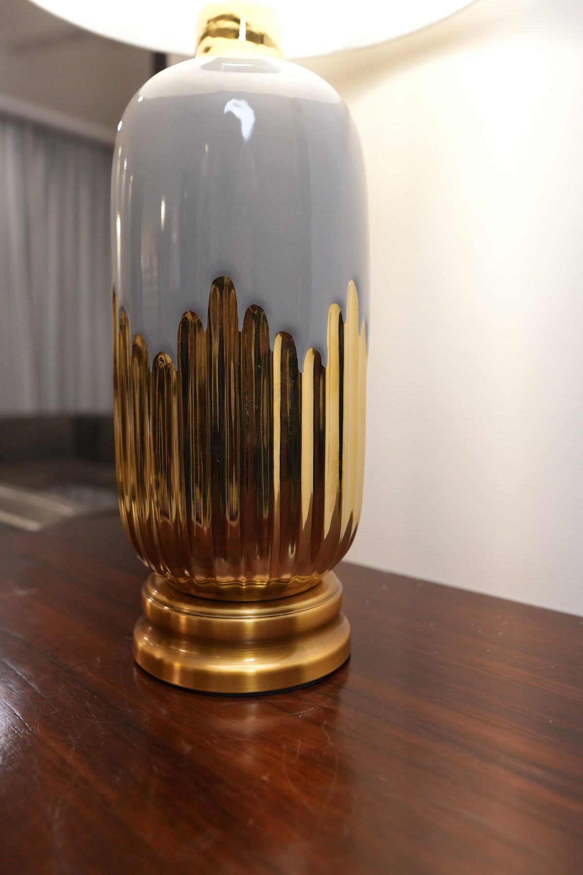 Grey & Gold Drip Ceramic Table Lamp