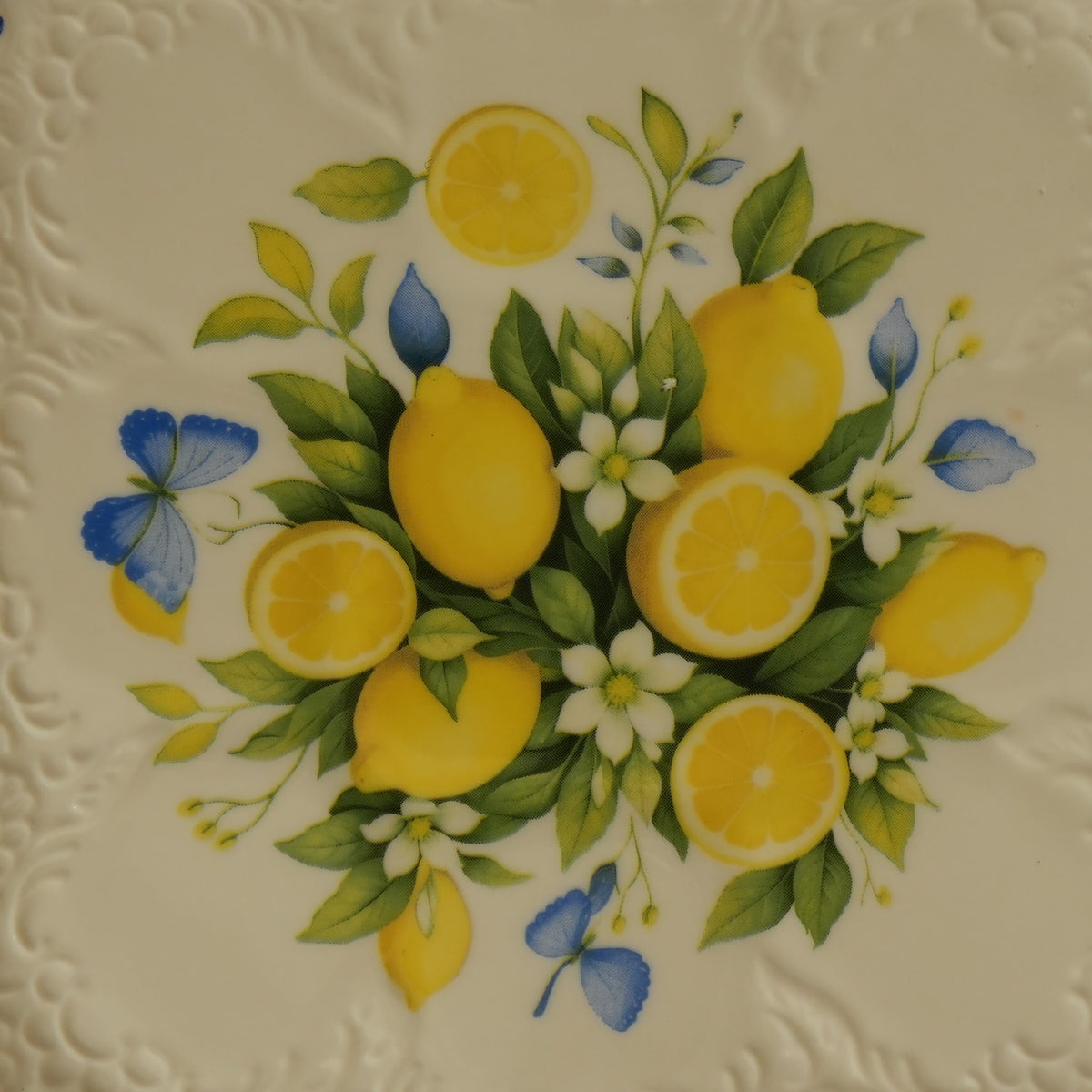 Sorrento Blue Lemon Ceramic Square Platter (Set of 2)